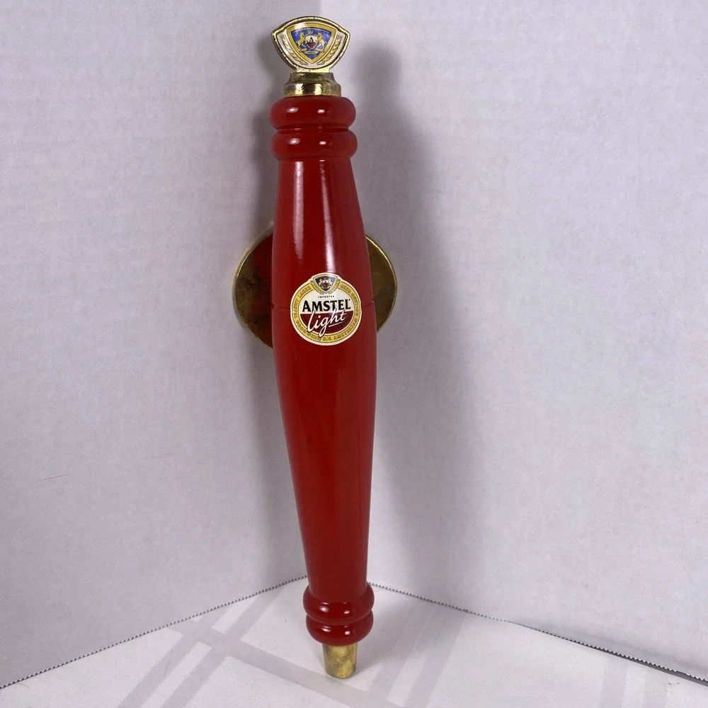 Vintage AMSTEL LIGHT Draft Beer Handle Red And Gold 13